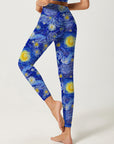 Oil paint starry sky print leggings