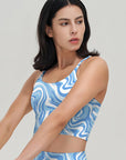 Liquid blue swirl water ripple tank tops