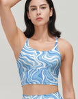 Liquid blue swirl water ripple tank tops