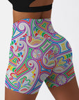 Colourful drawn paisley shorts