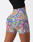 Colourful drawn paisley shorts