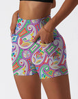 Colourful drawn paisley shorts