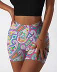 Colourful drawn paisley shorts