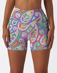 Colourful drawn paisley shorts