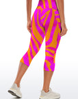 Orange and pink color block capris