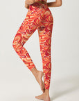 Flower abstract curly floral endless red leggings