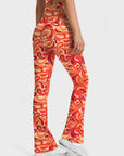 Flower abstract curly floral endless red flare leggings