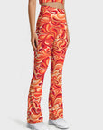 Flower abstract curly floral endless red flare leggings