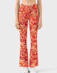 Flower abstract curly floral endless red flare leggings