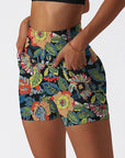 Flowers hand drawn colorful wildflower shorts