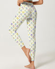 Spring garden variety flowers in rainbow leggings