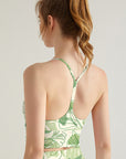 Botanical monstera leaves hand painted green tank tops