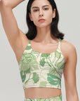 Botanical monstera leaves hand painted green tank tops