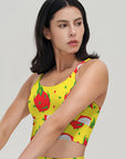 Fruit red pitaya yellow tank tops