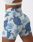 Ocean turtle blue pearl shell shorts