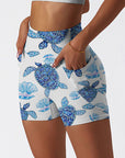 Ocean turtle blue pearl shell shorts