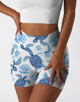 Ocean turtle blue pearl shell shorts