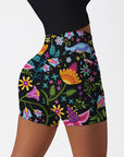 Flower exotic endive colorful dark shorts