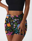 Flower exotic endive colorful dark shorts