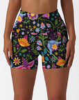 Flower exotic endive colorful dark shorts