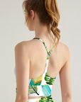 Botanical hawaiian monstera leaves surfboard tank tops