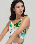 Botanical hawaiian monstera leaves surfboard tank tops