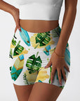 Botanical hawaiian monstera leaves surfboard shorts