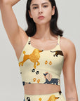 Animal cartoon cute dog footprints yellow tank tops