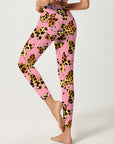 Animal butterfly shape leopard print pink leggings