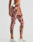 Animal butterfly shape leopard print pink leggings