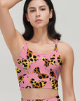 Animal butterfly shape leopard print pink tank tops