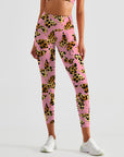 Animal butterfly shape leopard print pink leggings