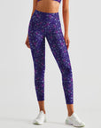 Flower hand drawn chicory purple leggings