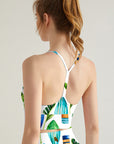 Botanical hawaiian palm leaves surfboard paddle tank tops