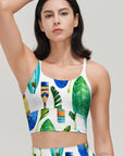 Botanical hawaiian palm leaves surfboard paddle tank tops