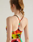 Botanical colorful palm tree tank tops