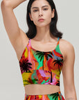 Botanical colorful palm tree tank tops