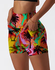 Botanical colorful palm tree shorts