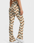 Abstract tie dye wave brown flare leggings