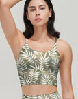 Botanical green gray leaves tank tops