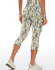 Botanical green gray leaves capris