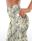 Botanical green gray leaves capris