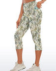 Botanical green gray leaves capris