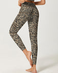 Animal abstract zebra print brown leggings