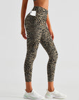 Animal abstract zebra print brown leggings