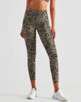 Animal abstract zebra print brown leggings