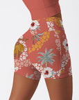 Hawaii wearing hula skirt dancing coconut tree shorts