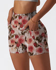 Flower rose hawthorn red retro shorts