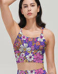 Flower hand drawn groovy breathable waistband tank tops