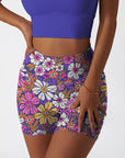 Flower hand drawn groovy breathable waistband shorts